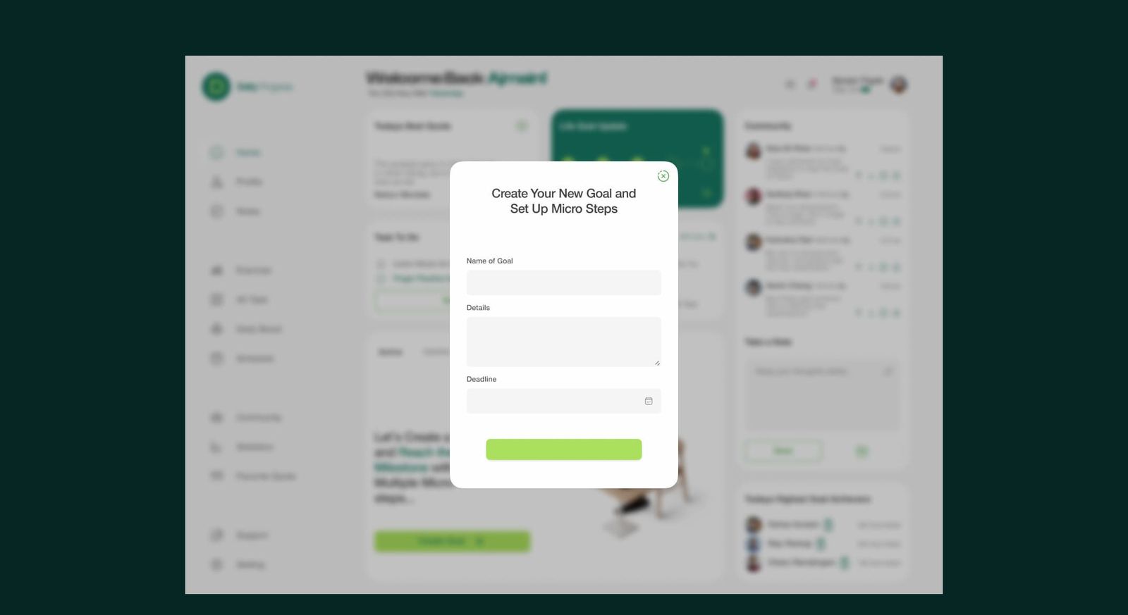 Create a new goal and set up micro-steps — Daily Progress Web App case study