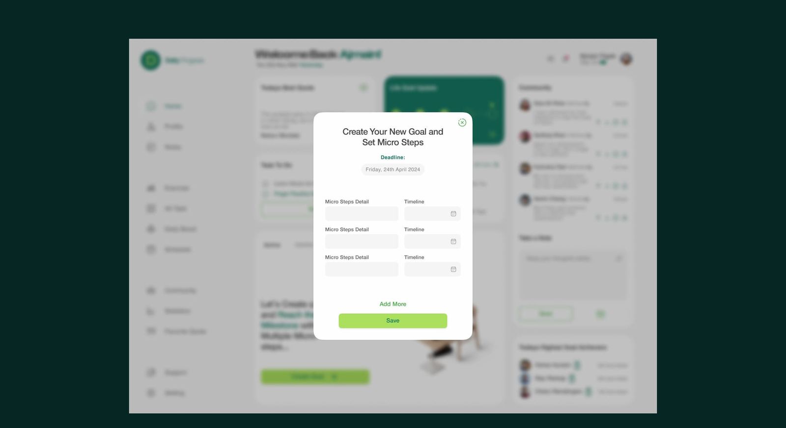Adding micro-steps to a goal — Daily Progress Web App case study