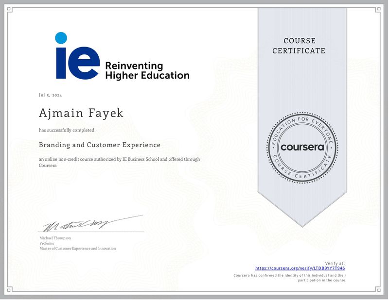 IE certification in brand design and UX