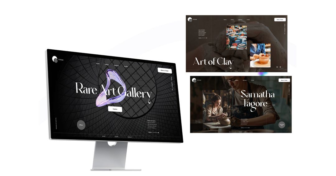 Modern website design with interactive navigation and hero section