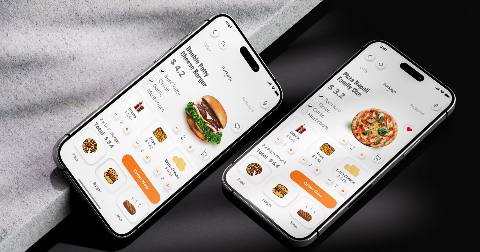 Colorful mobile app dashboard UI with icons and navigation bar