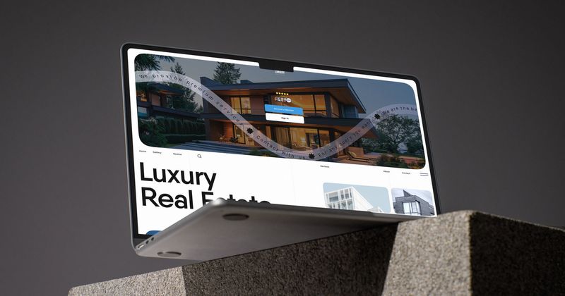 Luxury real estate website design displayed on a laptop