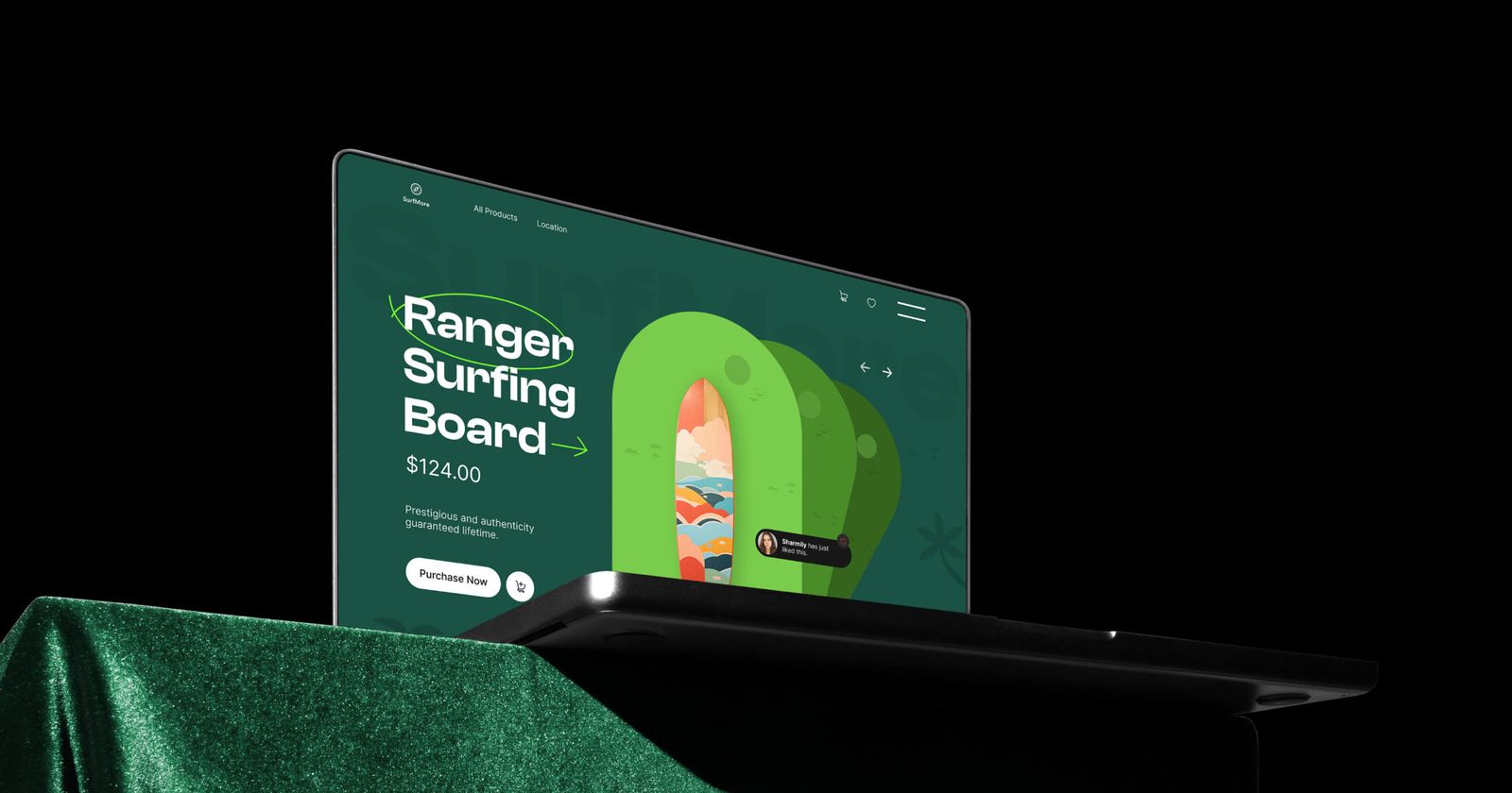 Modern website design with a clean layout, interactive navigation, and hero section