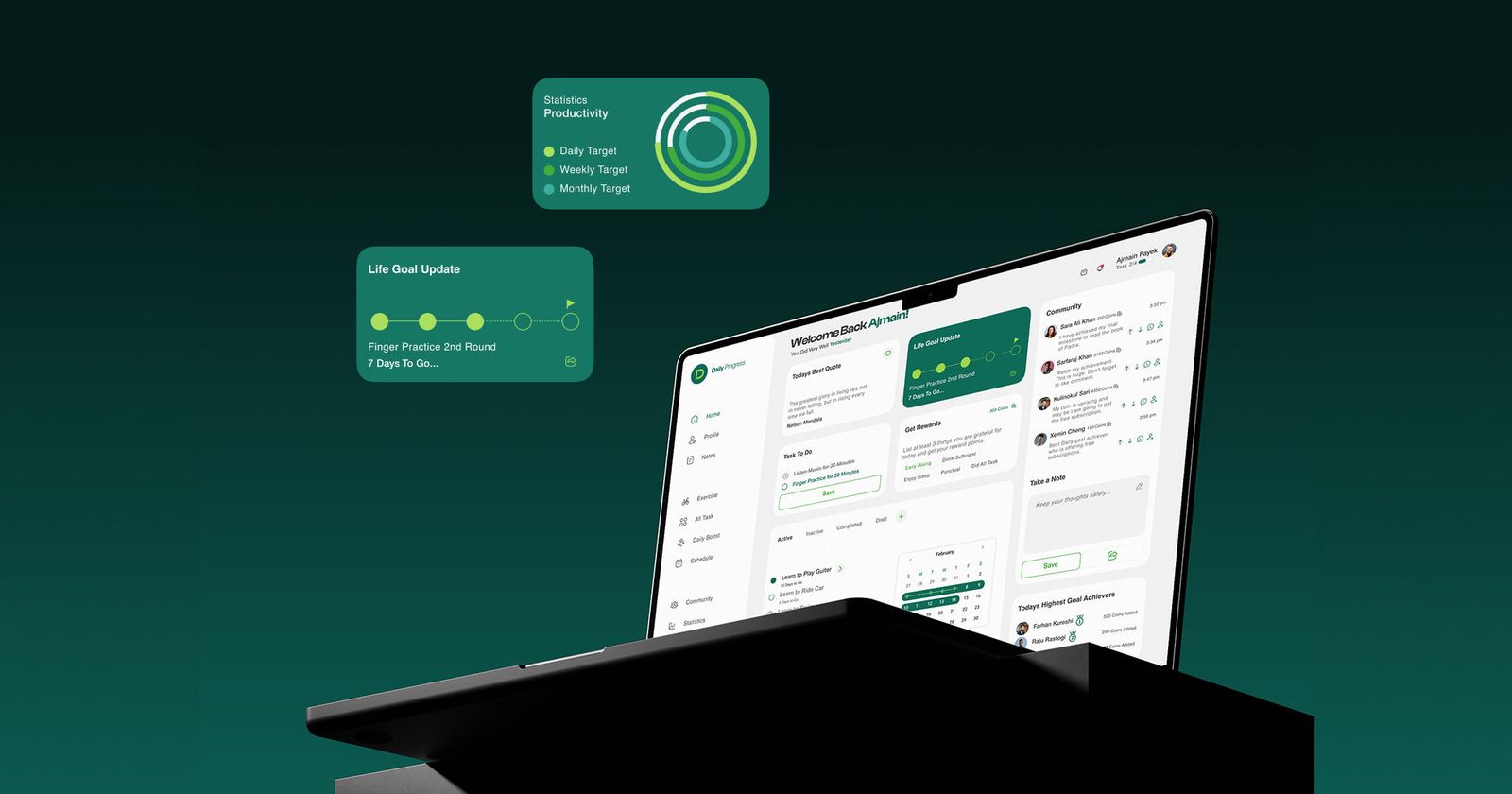 Final dashboard design — Daily Progress Web App case study