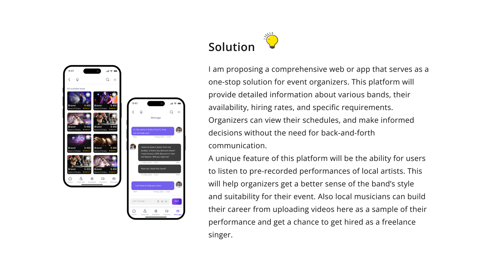 Proposed solution — Musician Booking App case study