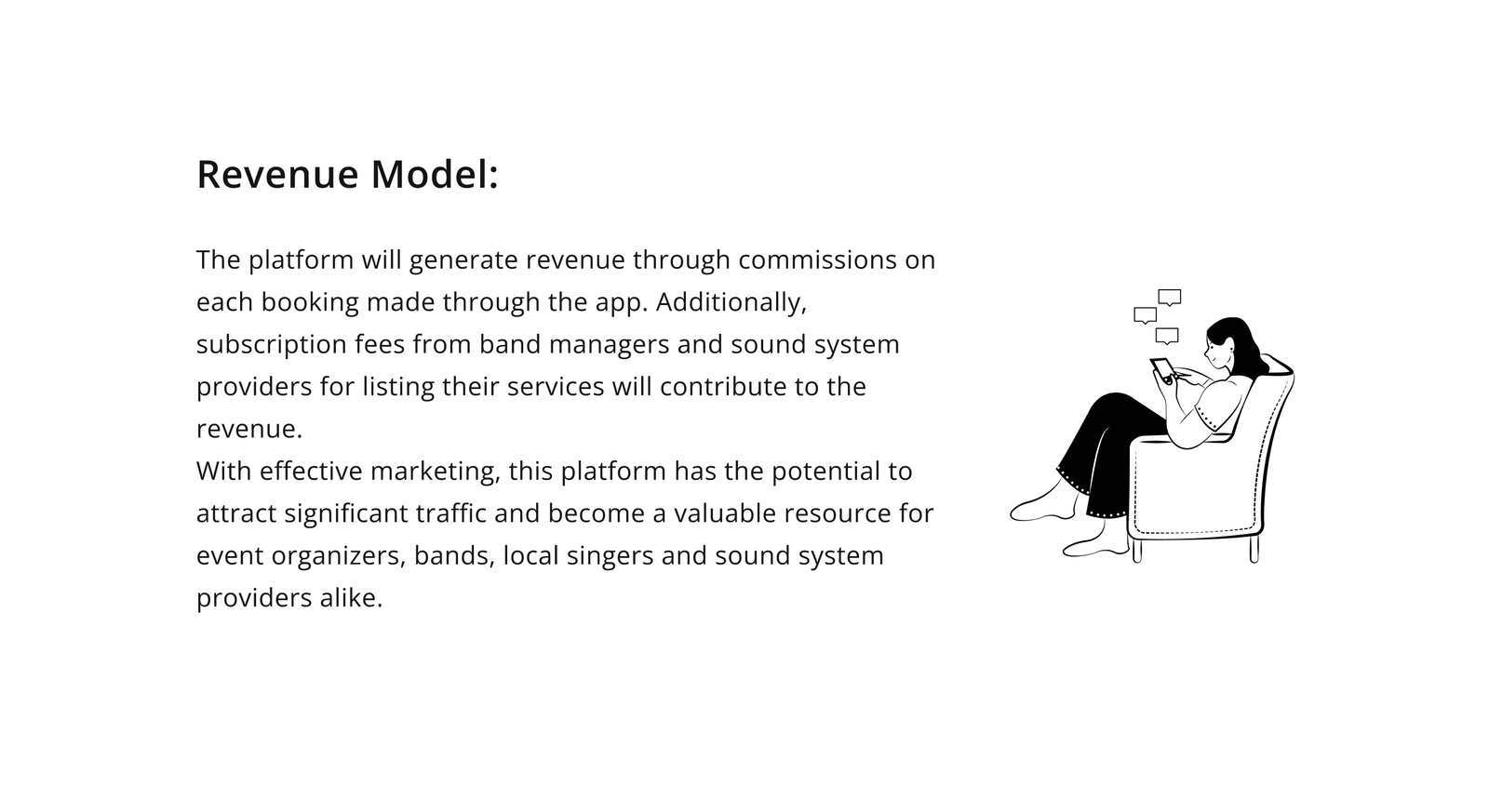 Revenue model — Musician Booking App case study