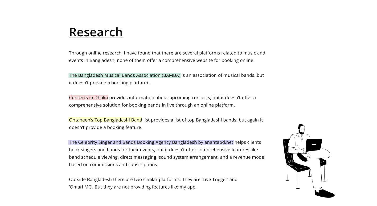 Desk research — Musician Booking App case study