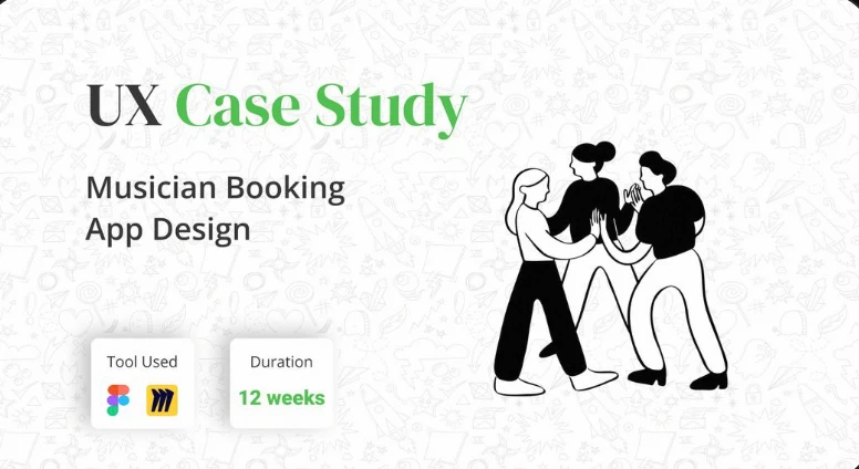 UX case study cover: Musician Booking App Design by Ajmain Fayek